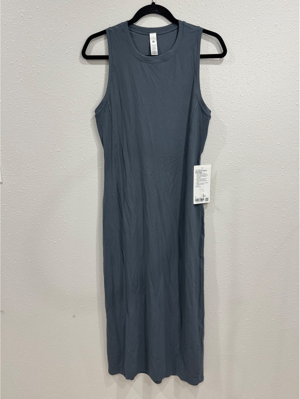 Lululemon All Aligned Ribbed Midi Dress Oil Blue Size 8 NWT Nulu